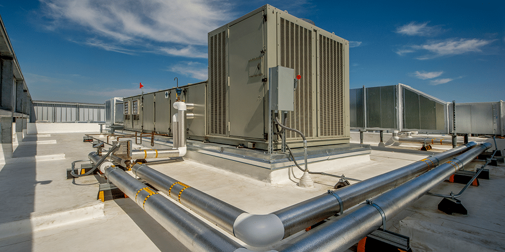 Commercial heating system on top of roof.